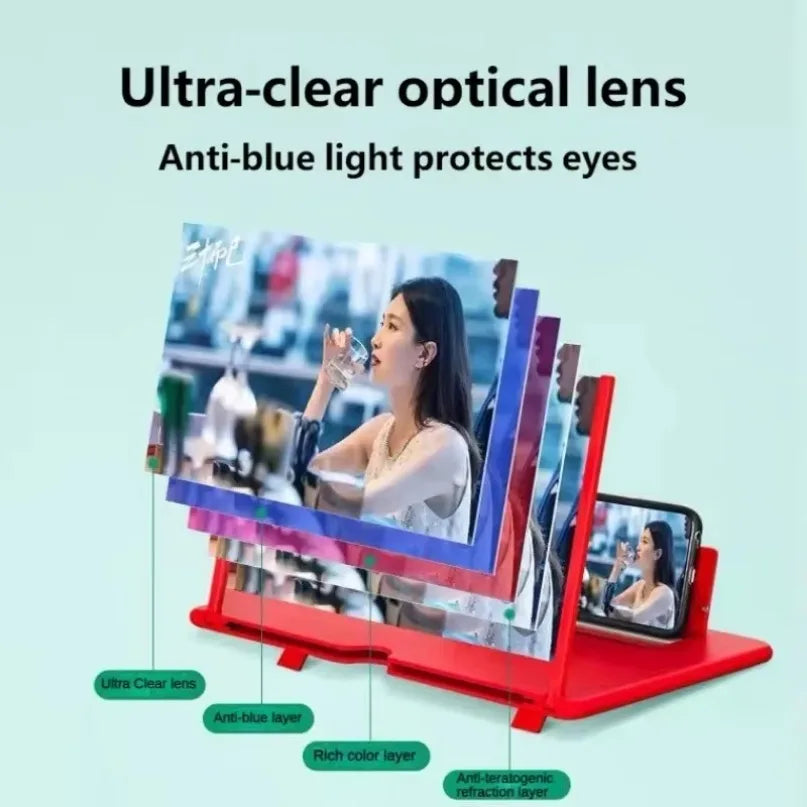 3D Screen Amplifier Mobile Phone Screen 14/12/10Inch Video Magnifier for All Cell Phone Enlarged Screen Smartphone Stand Bracket